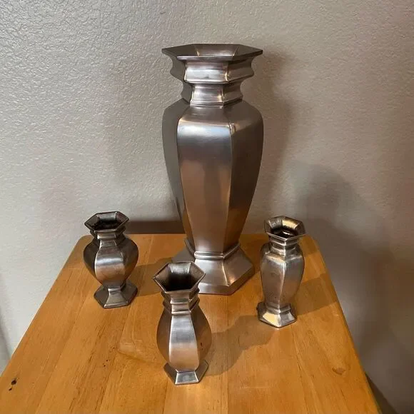 Vintage Pottery Barn Silver Vase Collection - Picture 2 of 10